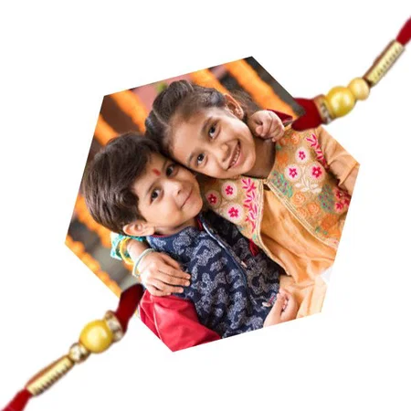 Hexagon Shape Customized Photo Printed Rakhi