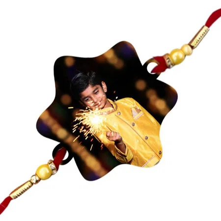 Star Shape Customized Photo Printed Rakhi