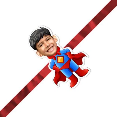 Super- Man Design Magnet Customized Photo Printed Rakhi