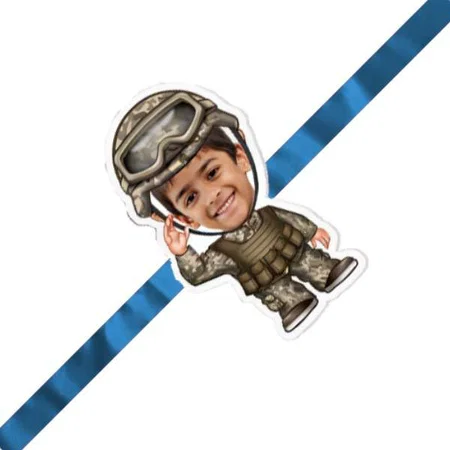 Army Design Magnet Customized Photo Printed Rakhi