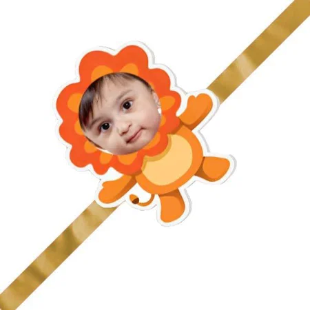 Cartoon Lion Design Customized Photo Printed Rakhi