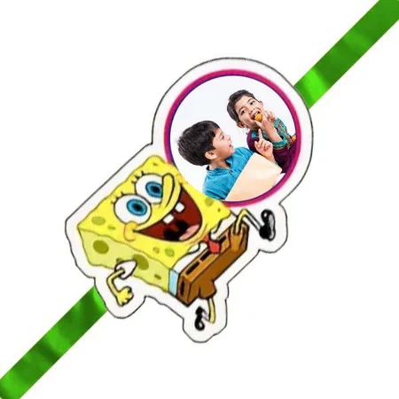 Spongebob Design Customized Photo Printed Rakhi