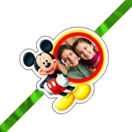 Mickey Design Customized Photo Printed Rakhi