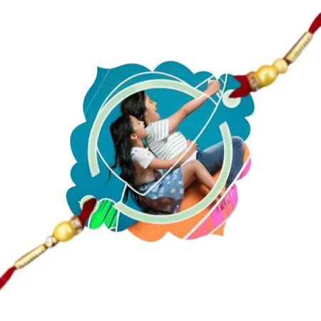 Flower Design Customized Photo Printed Rakhi
