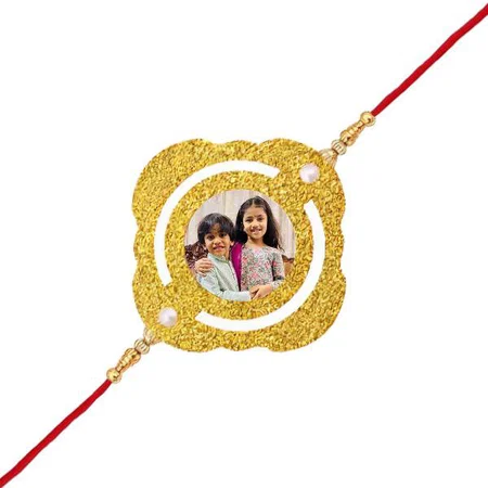 Flower Shape Design Customized Photo Printed Rakhi