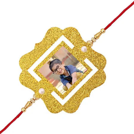 Fancy Square Shape Design Customized Photo Printed Rakhi