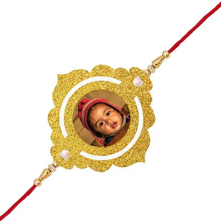 Flower Design Customized Photo Printed Rakhi