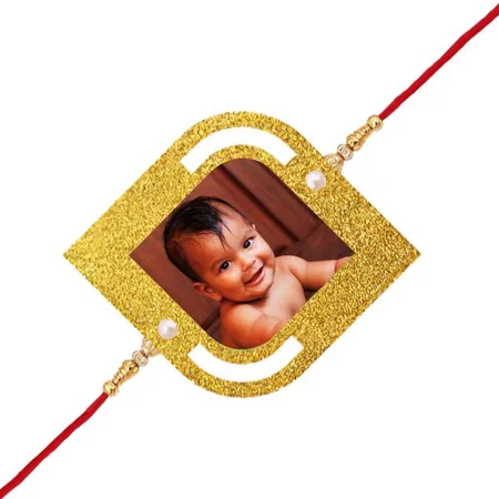 Leaf Design Customized Photo Printed Rakhi