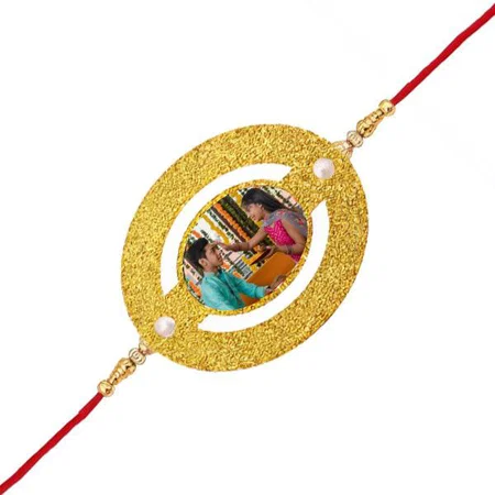 Oval Shape Design Customized Photo Printed Rakhi