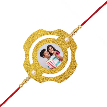 Fancy Circle Design Customized Photo Printed Rakhi
