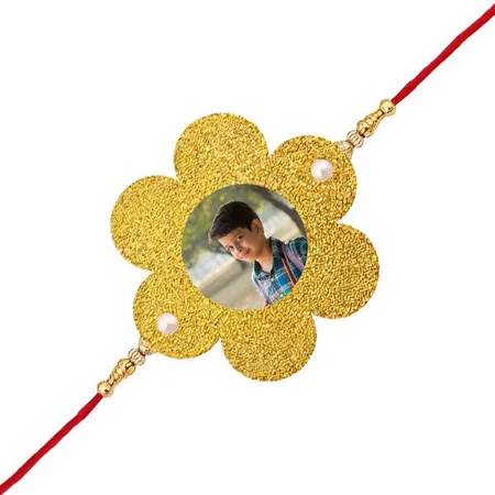 Flower Design Customized Photo Printed Rakhi