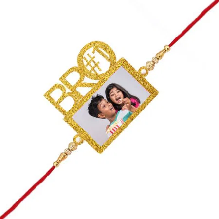 Bro Design with Photo Frame Customized Photo Printed Rakhi