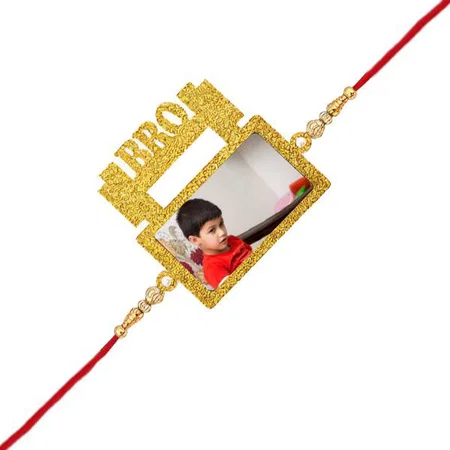 Bro with Dumbbell Design Customized Photo Printed Rakhi