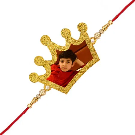 Crown Design Customized Photo Printed Rakhi