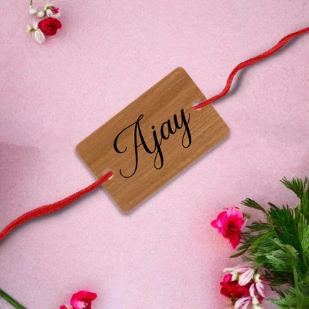 Wooden Monogram Name Customized Photo Printed Rectangle Acrylic Rakhi