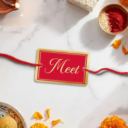 Royal Red Customized Photo Printed Rectangle Acrylic Rakhi