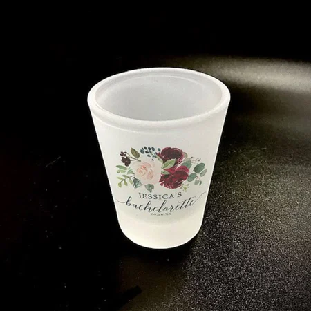 Floral Design with Name Customized Photo Printed Shot Glass