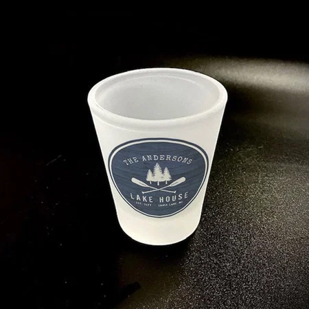 Boat Oars Trees Blue Wood Customized Photo Printed Shot Glass