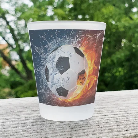 Flaming Football Design Customized Photo Printed Shot Glass