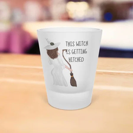 This Witch Getting Hitched Halloween Customized Photo Printed Shot Glass