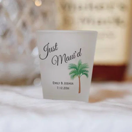 Beach Palm Tree Design Customized Photo Printed Shot Glass