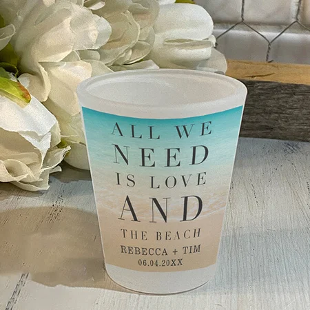 Love and the Beach Wedding Design Customized Photo Printed Shot Glass