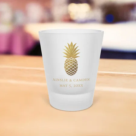 Faux Gold Pineapple Design Customized Photo Printed Shot Glass