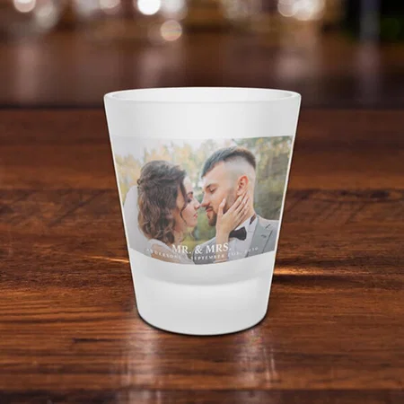 Mr & Mrs Bride Groom Photo Wedding Design Customized Photo Printed Shot Glass