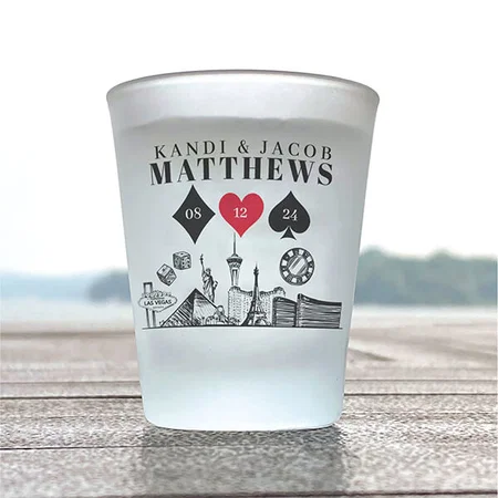 Playing Cards Heart Monogram Design Customized Photo Printed Shot Glass