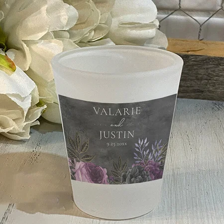 Gothic Purple and Black Floral Design Customized Photo Printed Shot Glass