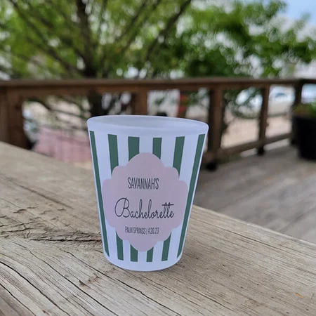 Green White Striped Pattern Design Customized Photo Printed Shot Glass