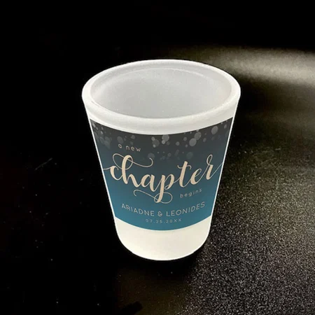 Elegant Peach Oceanic Blue Wedding Design Customized Photo Printed Shot Glass