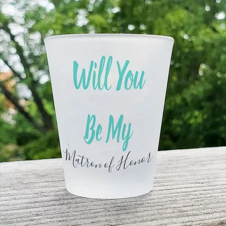 Blue Monogram Design Customized Photo Printed Shot Glass