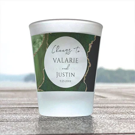 Green Agate Wedding Design Customized Photo Printed Shot Glass
