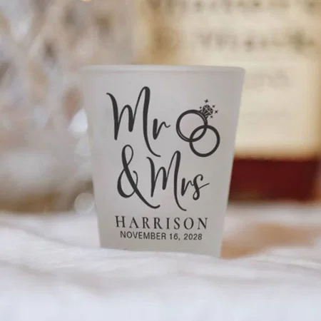Wedding Favor Mr Mrs Customized Photo Printed Shot Glass