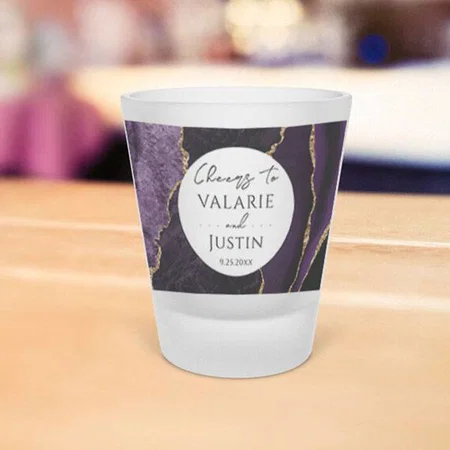 Purple Agate Wedding Design Customized Photo Printed Shot Glass