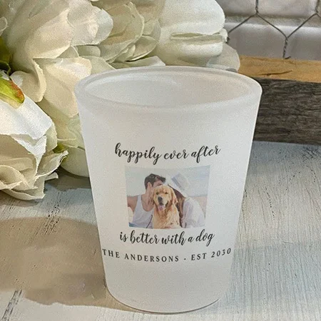 Happily Couple Photo Design Customized Photo Printed Shot Glass
