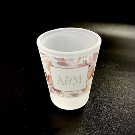 Monogrammed Spring Style Modern Floral Design Customized Photo Printed Shot Glass