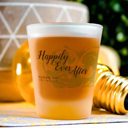 Happily Ever After Wedding Floral Design Customized Photo Printed Shot Glass