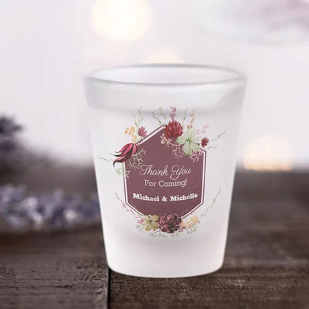 Rustic Brown Flowers Design Customized Photo Printed Shot Glass
