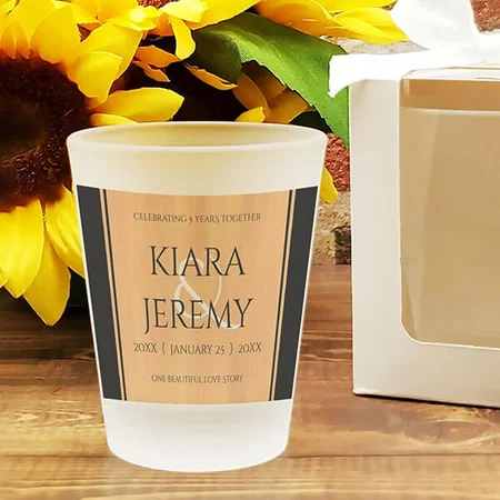 Elegant 5th Wood Pattern Wedding Anniversary Celebration  Customized Photo Printed Shot Glass
