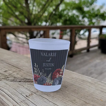 Gothic Red and Black Floral Wedding Celebration Design Customized Photo Printed Shot Glass