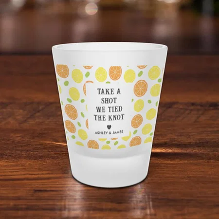 yellow Orang Lamon Pattern Design Customized Photo Printed Shot Glass