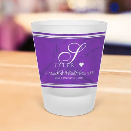 Elegant 12th Wedding Anniversary Celebration Customized Photo Printed Shot Glass