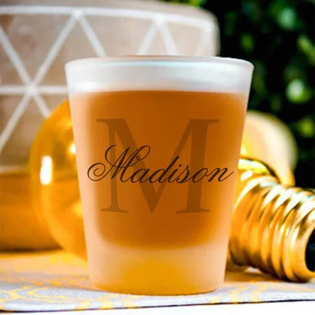 Modern Initial with Name Monogram Customized Photo Printed Shot Glass