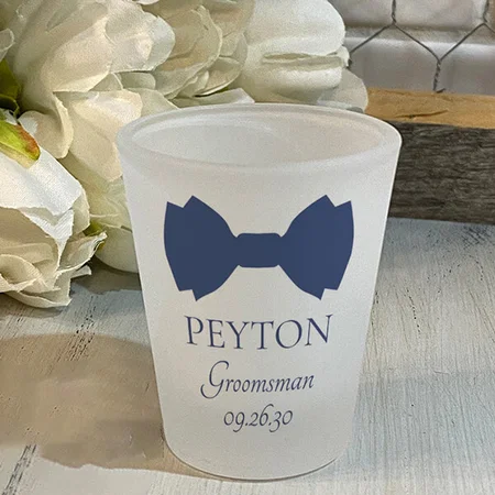 Groomsman Blue Bow Tie Customized Photo Printed Shot Glass