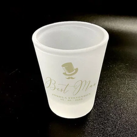 Minimalist Best Man Monogram Customized Photo Printed Shot Glass
