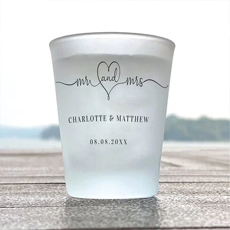 Mr and Mrs Design Customized Photo Printed Shot Glass