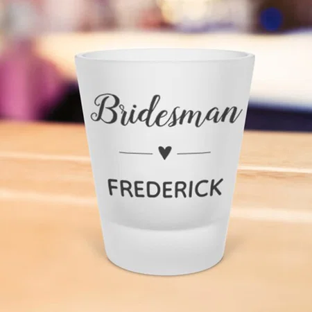 Bridesman Black Script Monogramme Customized Photo Printed Shot Glass