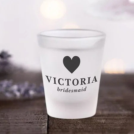 Black Heart Bridesmaid Wedding Customized Photo Printed Shot Glass